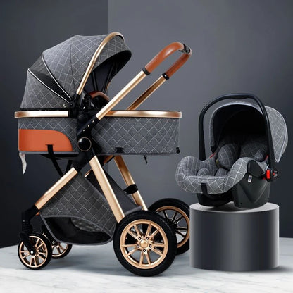 2-in-1 High View Stroller - Foldable Multifunctional System with Car Seat and Adjustable Armrests