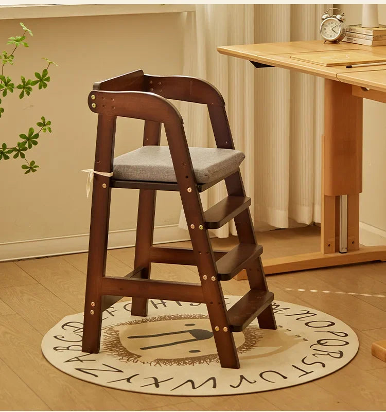 Solid Wood High Chair – Ergonomic Architecture for Toddlers and Adults