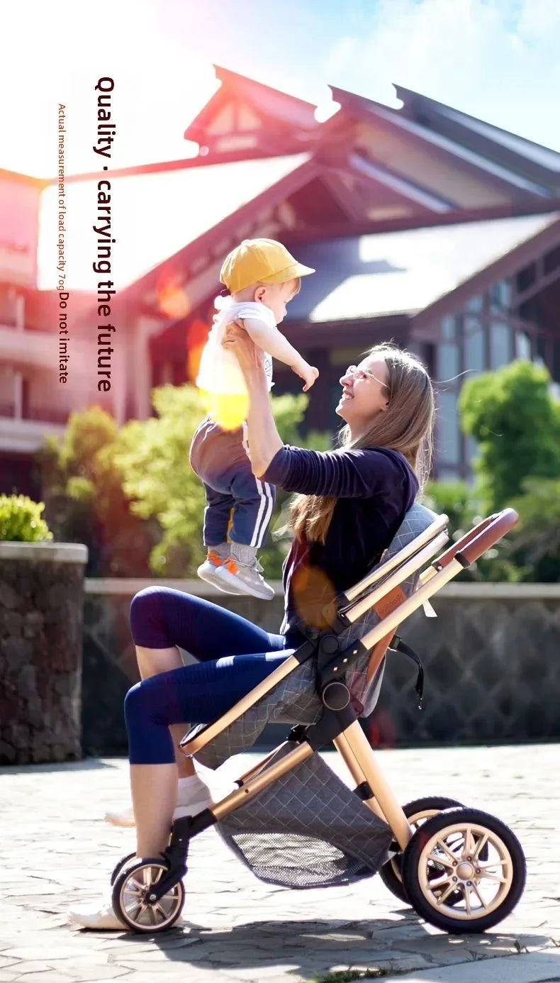 2-in-1 High View Stroller - Foldable Multifunctional System with Car Seat and Adjustable Armrests