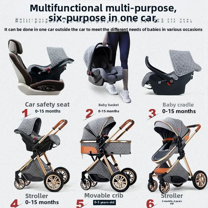 2-in-1 High View Stroller - Foldable Multifunctional System with Car Seat and Adjustable Armrests