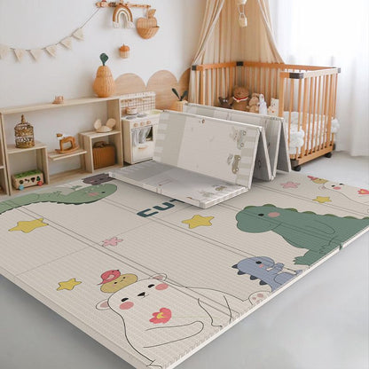 Reversible Baby Floor Pad - Large Foldable XPE Mat with Learning Designs Odorless & Anti-Slip for Indoor Play