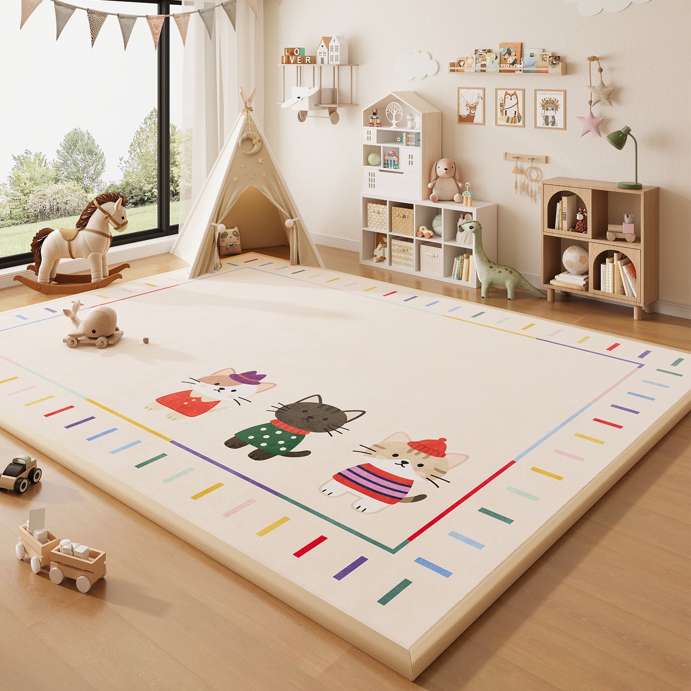 Wipeable Cartoon Play Mat - Waterproof Easy-Clean Play Mat for Baby Crawling