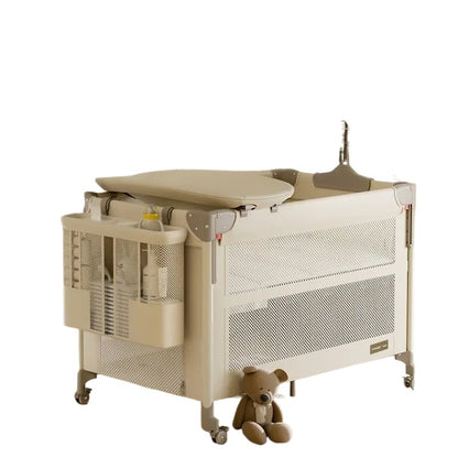 Portable Baby Crib - Foldable Convertible with Diaper Station for Newborns