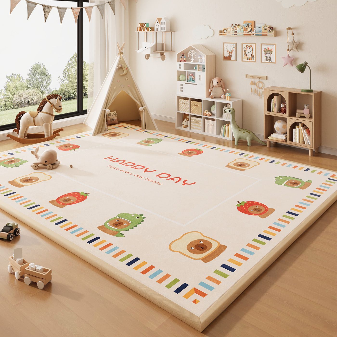 Wipeable Cartoon Play Mat - Waterproof Easy-Clean Play Mat for Baby Crawling