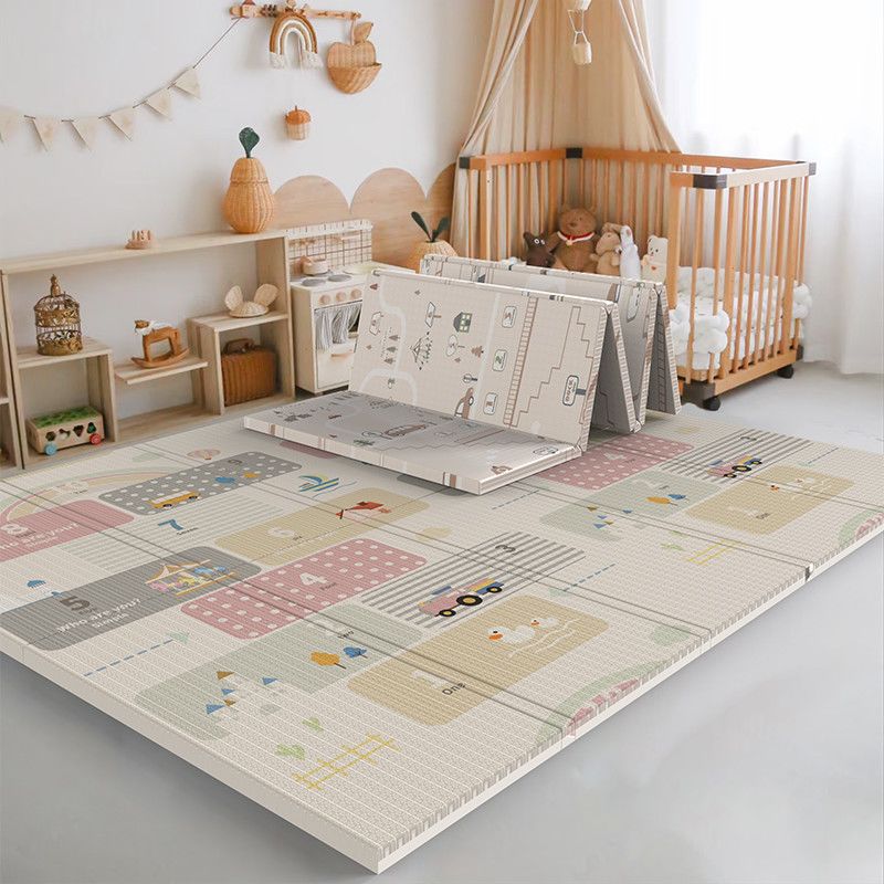 Reversible Baby Floor Pad - Large Foldable XPE Mat with Learning Designs Odorless & Anti-Slip for Indoor Play