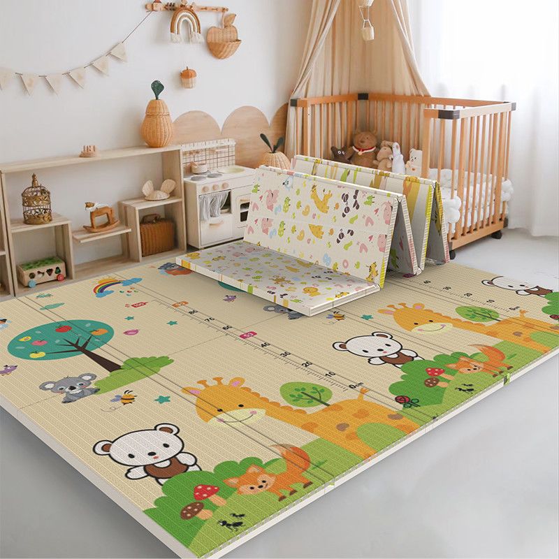 Reversible Baby Floor Pad - Large Foldable XPE Mat with Learning Designs Odorless & Anti-Slip for Indoor Play