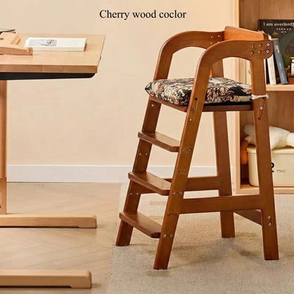 Solid Wood High Chair – Ergonomic Architecture for Toddlers and Adults