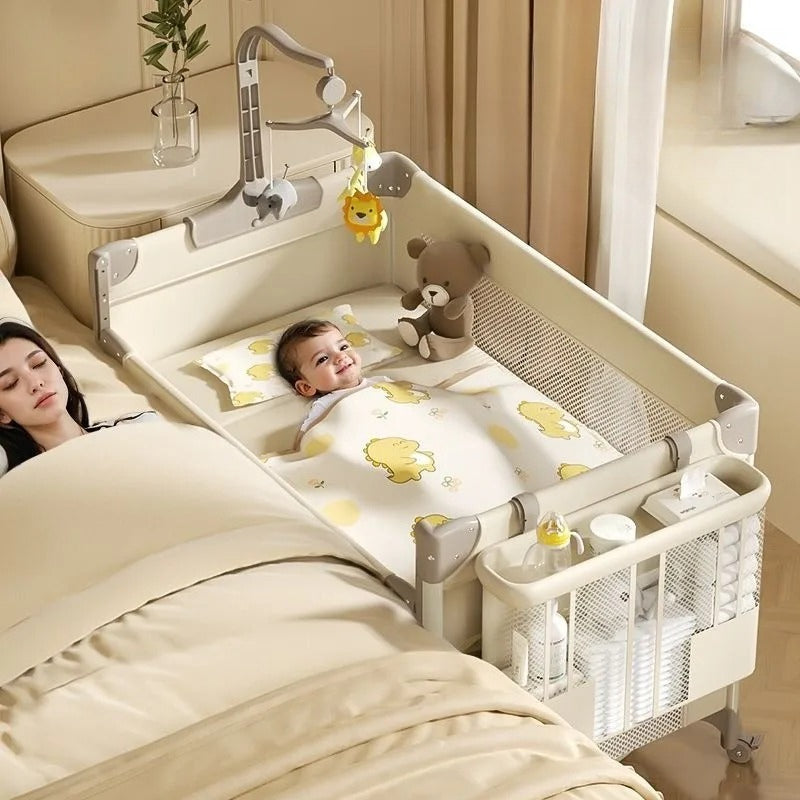 Portable Baby Crib - Foldable Convertible with Diaper Station for Newborns