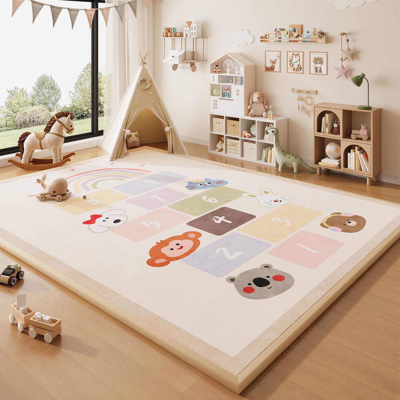 Wipeable Cartoon Play Mat - Waterproof Easy-Clean Play Mat for Baby Crawling